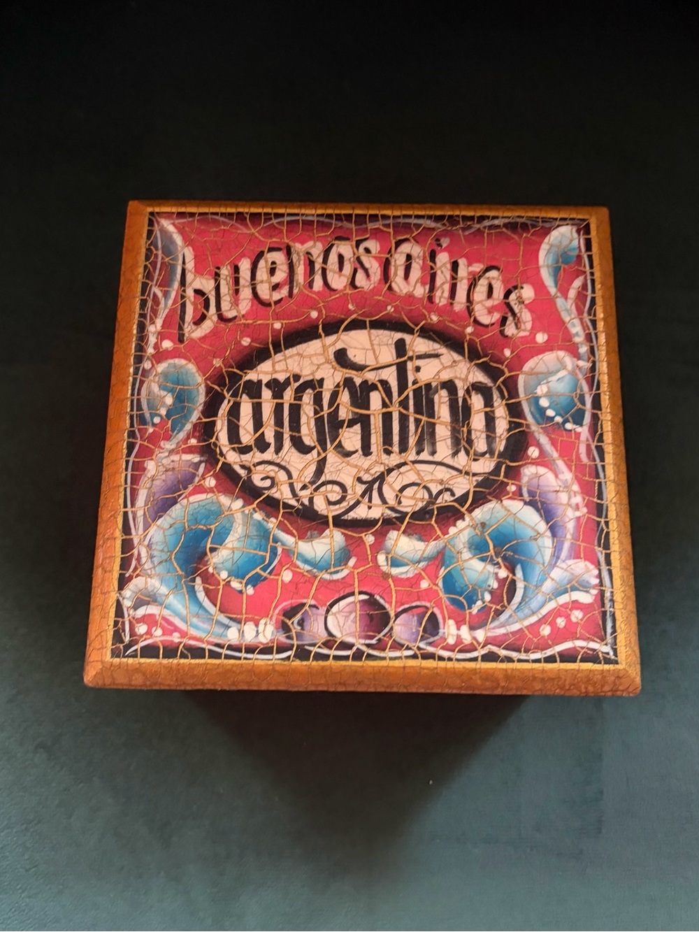 Folk Art Boho Shabby Chic Bueno Aires Lacquered Trinket Box